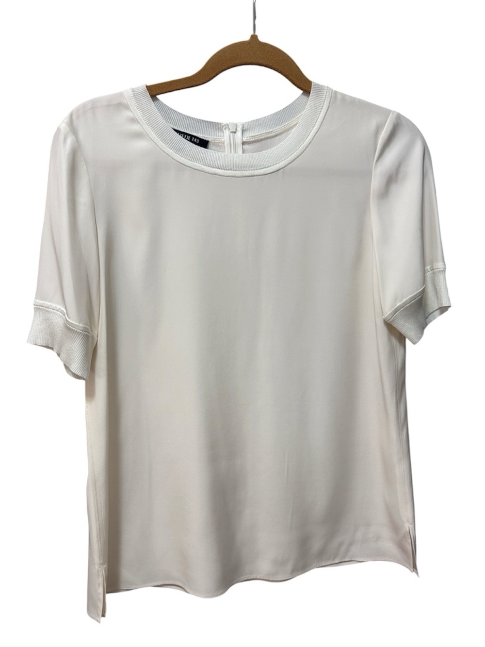 Lafayette 148 NY 100% Silk T-Shirt Top, Cream, Size Small